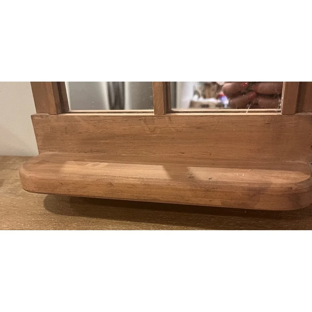 VTG Wood Wall Mirror Shelf Fall Autumn Leaves Berries Primitive Farmhouse Decor